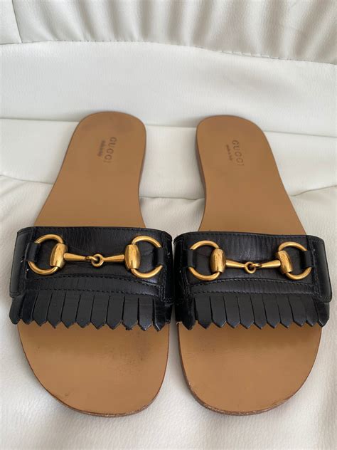 gucci fur slide sandals|Gucci slides women size 36.